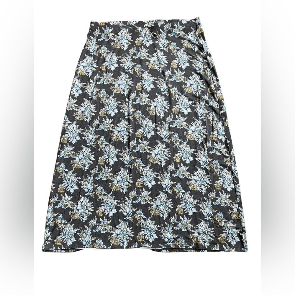 J.jill Women’s Green Elastic Waist Maxi Skirt in Floral Print Size XL
